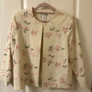 Pink and Cream Floral Suit Jacket with Lightweight Knit